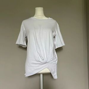 Stateside Women’s White Short Sleeve Knotted Tee Size Small Cotton Made in USA